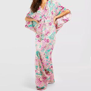 Boho Paisley Printed Oversized Batwing Beach Coverup Maxi Dress
